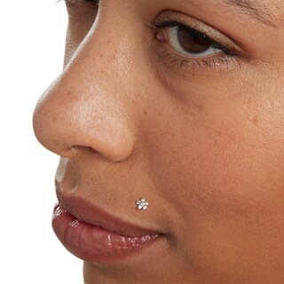 14K Solid Gold CZ Flower Stud