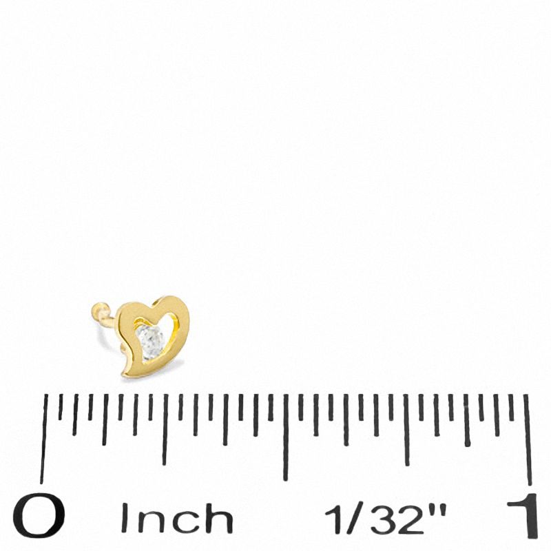 Main Image 2 of 022 Gauge Heart Nose Stud with White Cubic Zirconia in 14K Gold