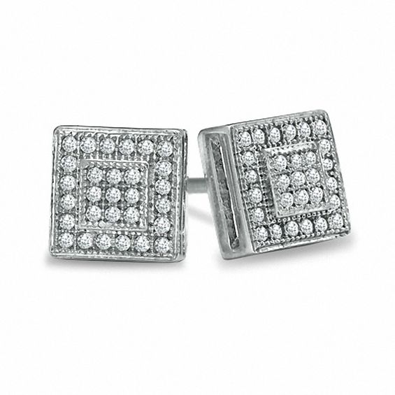 1/6 CT. T.W. Diamond Double Square Stud Earrings in Sterling Silver