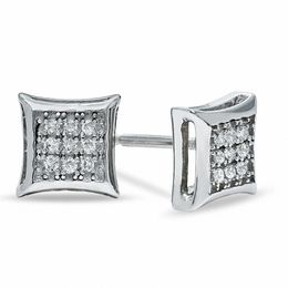 Diamond Accent Curved Frame Earrings in Sterling Silver