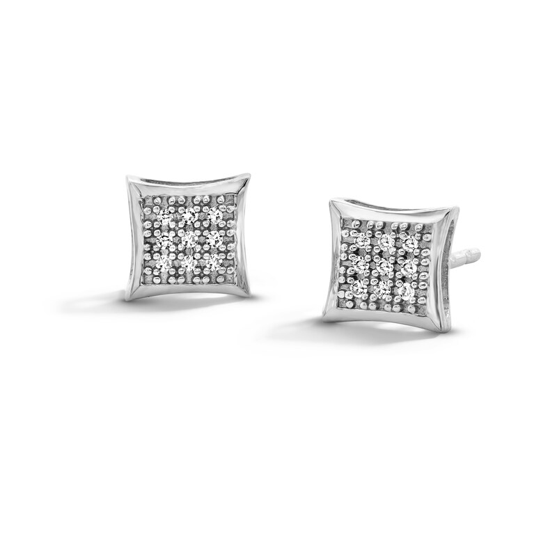 Diamond Accent Curved Frame Earrings in Sterling Silver