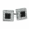 1/7 CT. T.W. Enhanced Black and White Diamond Double Square Stud Earrings in Sterling Silver