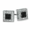 Thumbnail Image 0 of 1/7 CT. T.W. Enhanced Black and White Diamond Double Square Stud Earrings in Sterling Silver