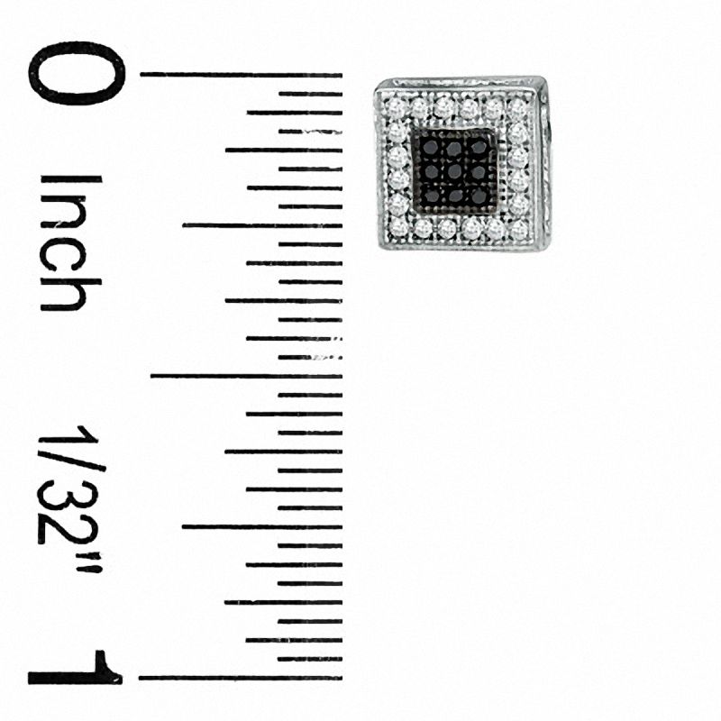 1/7 CT. T.W. Enhanced Black and White Diamond Double Square Stud Earrings in Sterling Silver