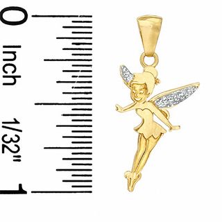 Child's Tinkerbell With Glitter Enamel Wings Charm in 10K Gold