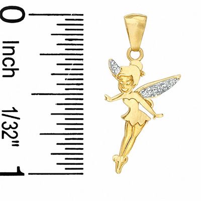 Child's Tinkerbell With Glitter Enamel Wings Charm in 10K Gold