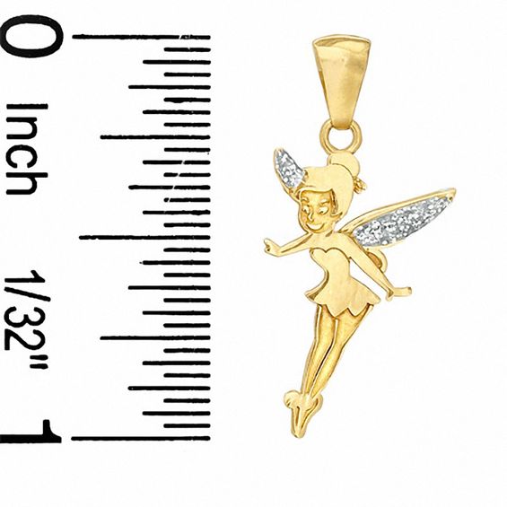 Child's Tinkerbell With Glitter Enamel Wings Charm in 10K Gold