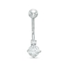 Thumbnail Image 0 of 10K Semi-Solid White Gold CZ Belly Button Ring - 14G 3/8"