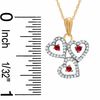 Thumbnail Image 2 of Lab-Created Ruby Triple Heart Pendant in 10K Gold with Diamond Accents