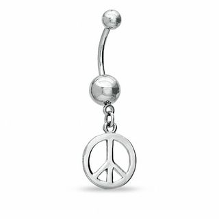 014 Gauge Peace Sign Belly Button Ring in Stainless Steel