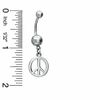 014 Gauge Peace Sign Belly Button Ring in Stainless Steel