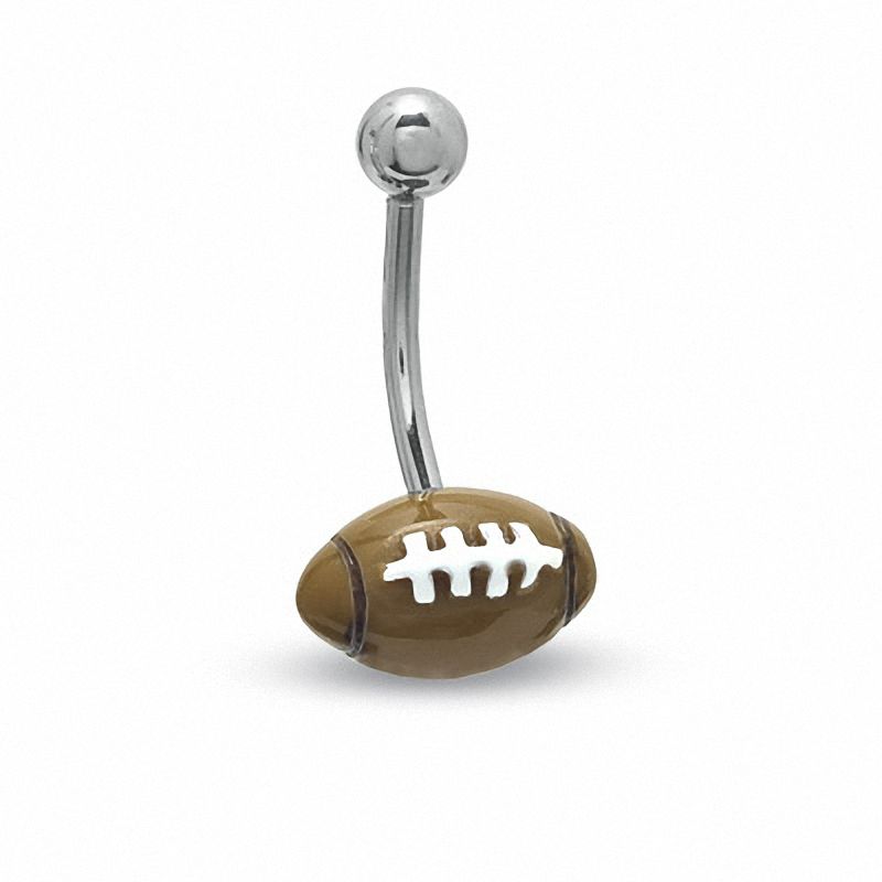 Main Image 1 of 014 Gauge Football Belly Button Ring in Stainless Steel