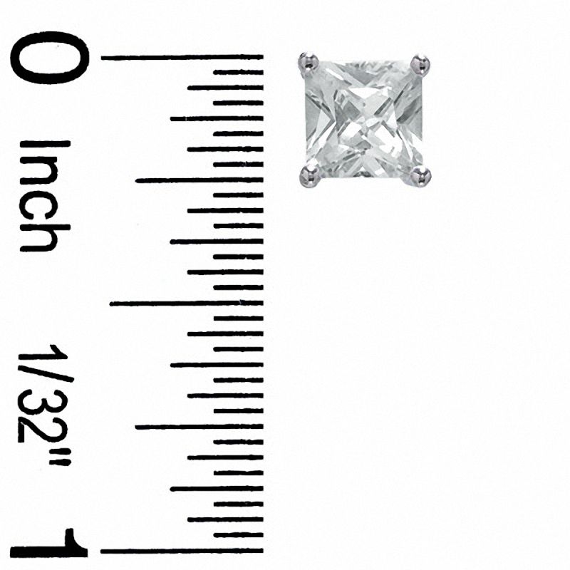 Main Image 2 of 6.0mm Princess-Cut Cubic Zirconia Fancy Stud Earrings in Sterling Silver