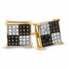 1/5 CT. T.W. Enhanced Black and White Diamond Checker Earrings in 10K Gold