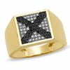 1/3 CT. T.W. Enhanced Black and White Diamond X Band in 10K Gold - Size 10.5