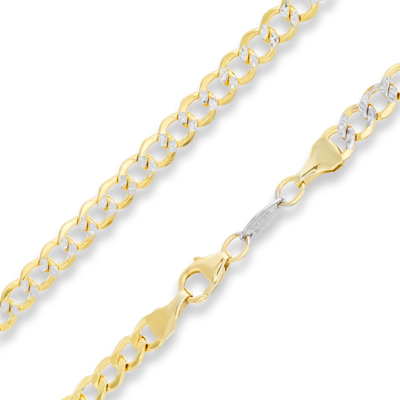 Main Image 1 of Reversible 10K Gold over Sterling Silver 4.5mm Pavé Curb Chain Necklace - 20"