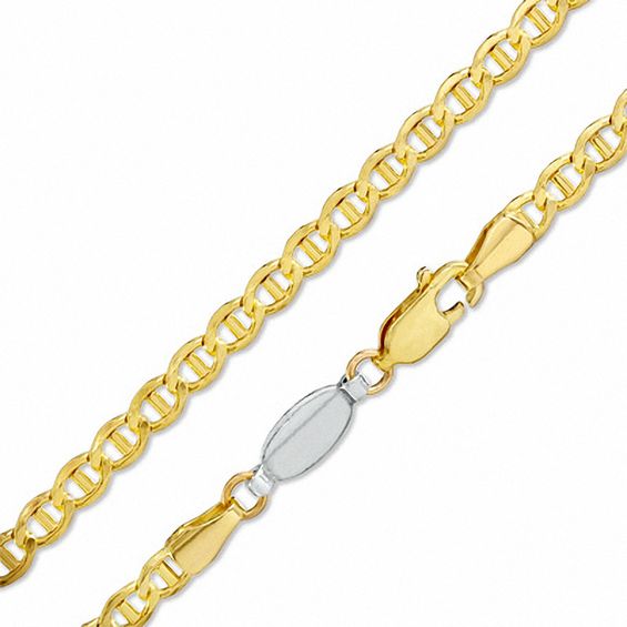 10K Gold over Sterling Silver 3.6mm Pavé Mariner Chain Necklace - 18"