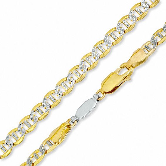 10K Gold over Sterling Silver 4.5mm Pavé Mariner Chain Necklace - 20"