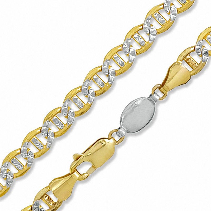 Main Image 1 of 10K Gold over Sterling Silver 5.4mm Pavé Mariner Chain Necklace - 22"