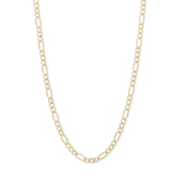 Made in Italy 080 Gauge Pavé Figaro Chain Necklace in 10K Gold Bonded Sterling Silver - 18&quot;