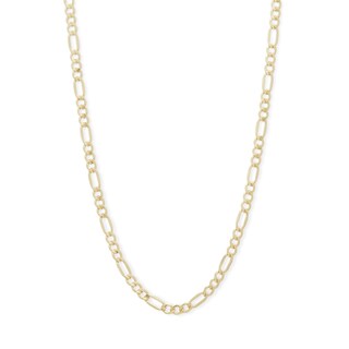 10K Gold Bonded Pavé Figaro Chain Made in Italy - 18"