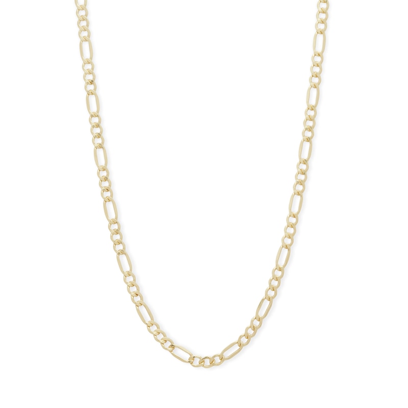 Made in Italy 080 Gauge Pavé Figaro Chain Necklace in 10K Gold Bonded Sterling Silver - 18"