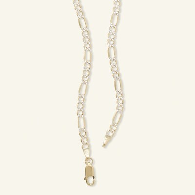 10K Gold Bonded Pavé Figaro Chain Made in Italy - 18"