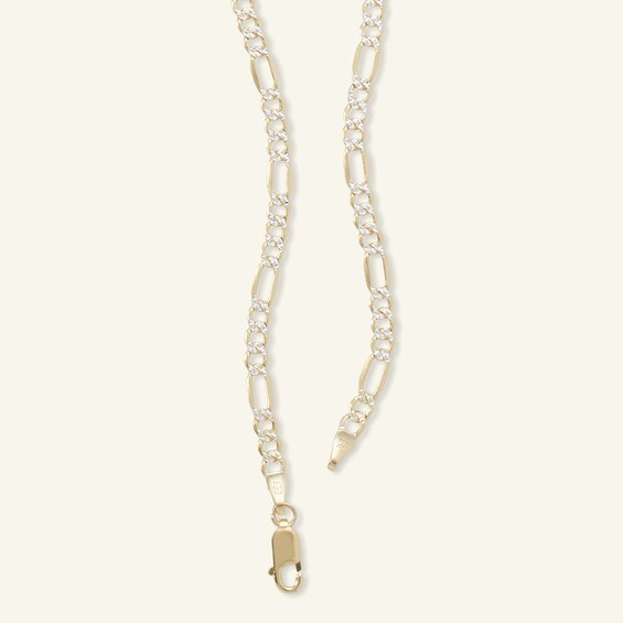 10K Gold Bonded Pavé Figaro Chain Made in Italy - 18"