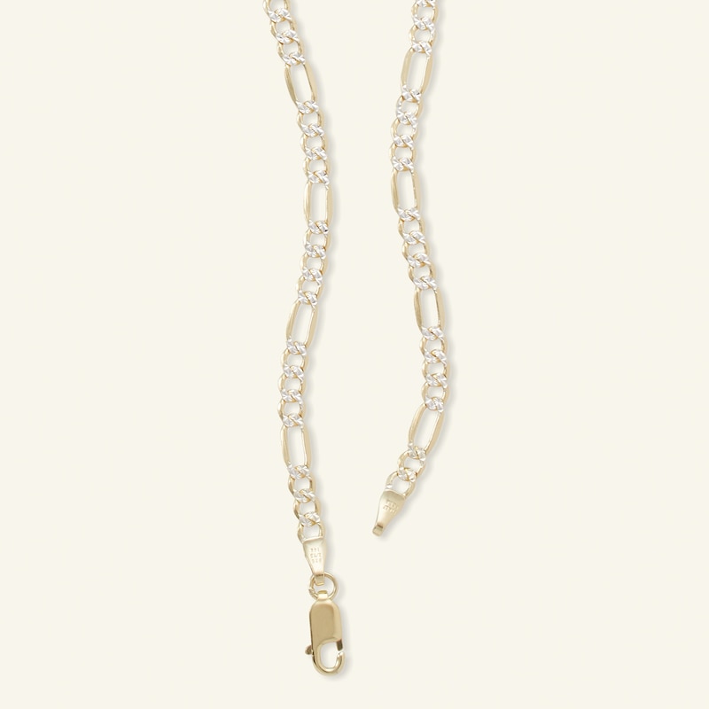 Main Image 2 of 10K Gold Bonded Pavé Figaro Chain Made in Italy - 18"