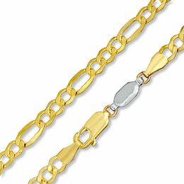 100 Gauge Semi-Solid Pavé Figaro Chain Bracelet in 14K Gold Bonded Sterling Silver - 7.5&quot;