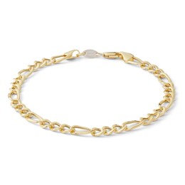 120 Gauge Semi-Solid Figaro Chain Bracelet in Sterling Silver with 14K Gold Plate - 8&quot;