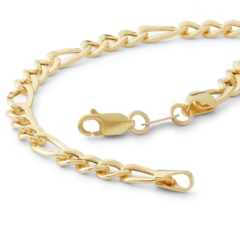 Main Image 2 of 5.2mm Figaro Chain Bracelet in Semi-Solid Sterling Silver with 14K Gold Plate - 8"