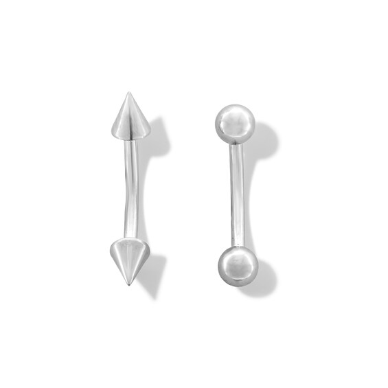 Solid Stainless Steel Ball and Spike Curved Barbell Set - 18G 5/16"