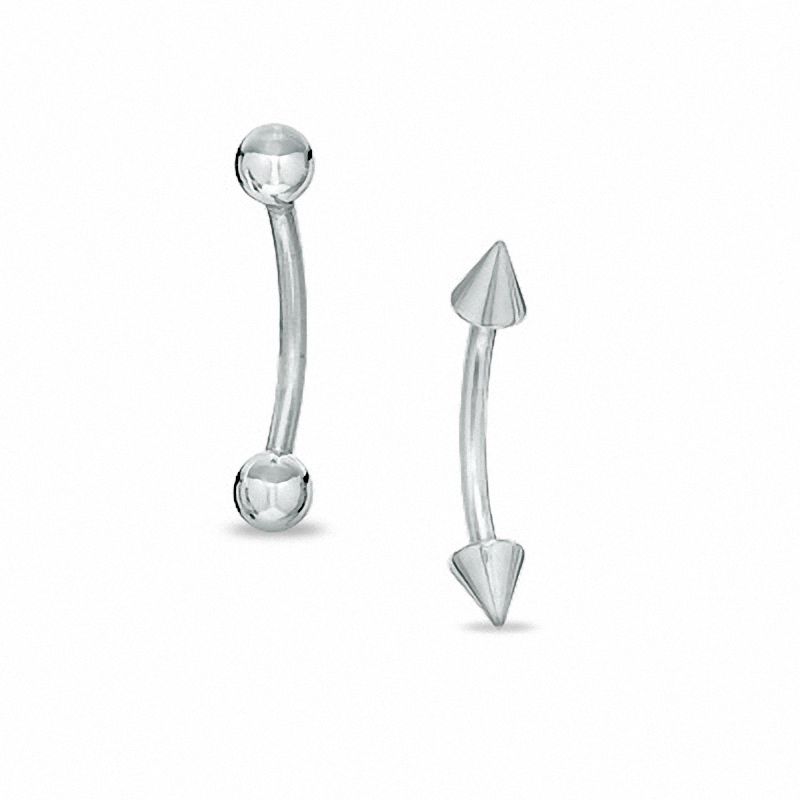 018 Gauge Ball and Spike Curved Barbell Set in Solid Stainless Steel - 5/16"