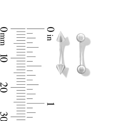 Solid Stainless Steel Ball and Spike Curved Barbell Set - 18G 5/16"