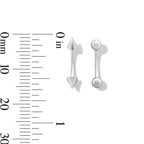 Solid Stainless Steel Ball and Spike Curved Barbell Set - 18G 5/16"