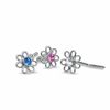 Thumbnail Image 0 of Flower Nose Stud Set with Multi-Colored Crystals in Sterling Silver