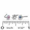 Flower Nose Stud Set with Multi-Colored Crystals in Sterling Silver