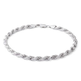 Made in Italy 100 Gauge Diamond-Cut Rope Chain Bracelet in Solid Sterling Silver - 9&quot;