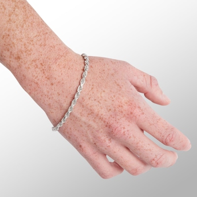 Made in Italy 100 Gauge Diamond-Cut Rope Chain Bracelet in Solid Sterling Silver - 9"