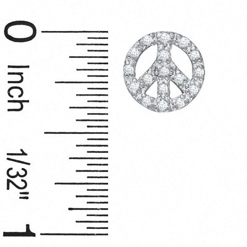 Cubic Zirconia Peace Sign Stud Earrings in Sterling Silver