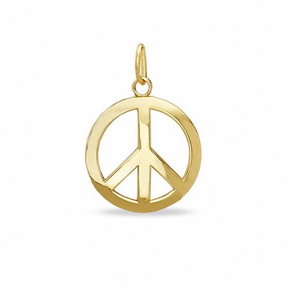 Peace Sign Charm in 10K Gold