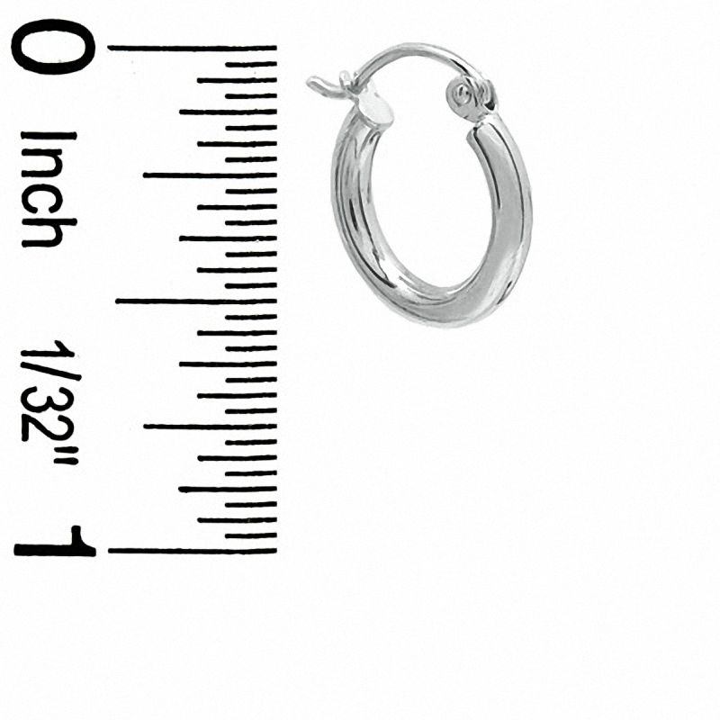 10K White Gold 13mm Polished Tube Hoop Earrings