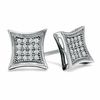 1/10 CT. T.W. Diamond Curved Square Earrings in 10K White Gold