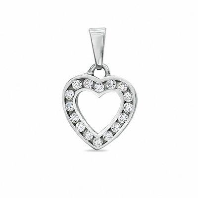 Medium Cubic Zirconia Heart Charm in 10K White Gold