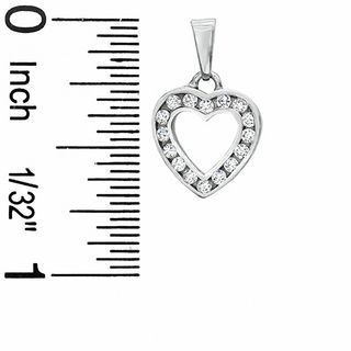Medium Cubic Zirconia Heart Charm in 10K White Gold