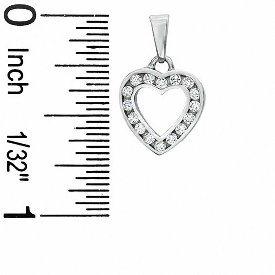 Medium Cubic Zirconia Heart Charm in 10K White Gold