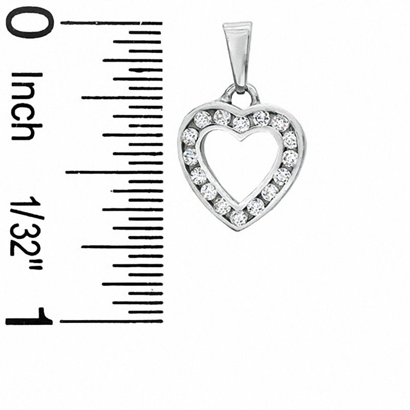 Medium Cubic Zirconia Heart Charm in 10K White Gold