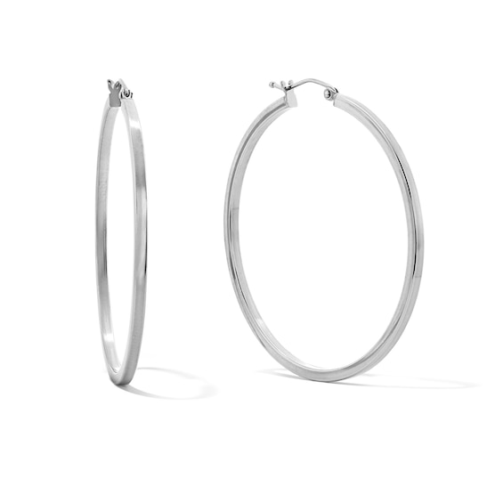45mm Square Tube Hoop Earrings in Hollow Sterling Silver