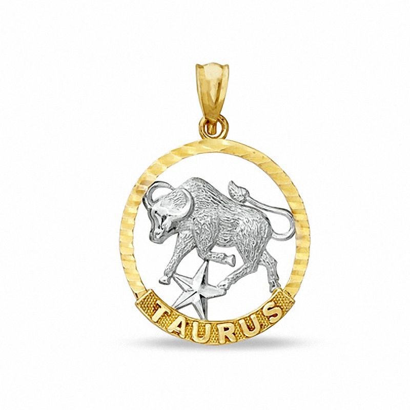 Main Image 1 of Small Zodiac Taurus Charm in 10K Two-Tone Gold